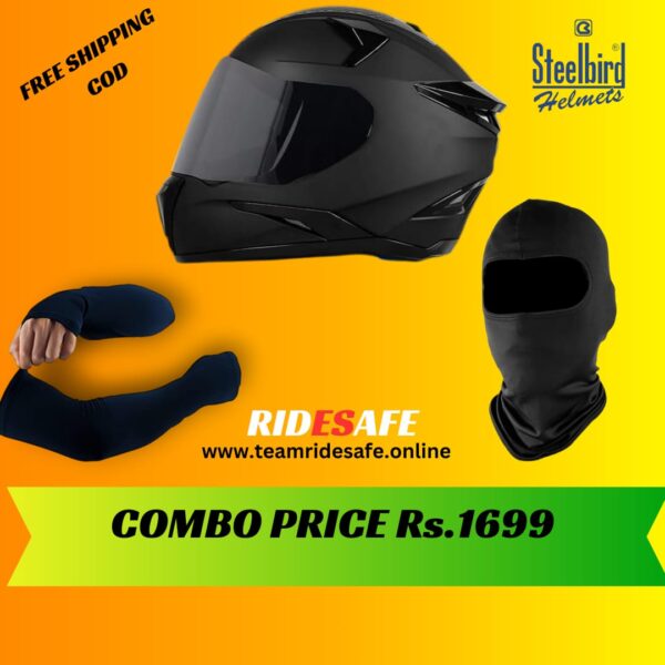 Steelbird SBH-35 Robot 2.0 Glossy Black Combo – With Extra Visor + Free Balaclava & Hand Sleeves