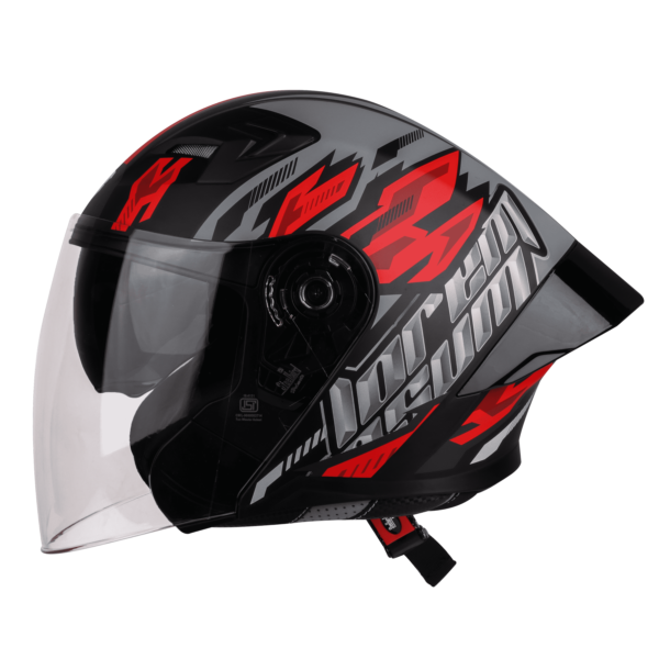 SBA-16 ISS HALFFACE LOREM GLOSSY BLACK WITH RED
